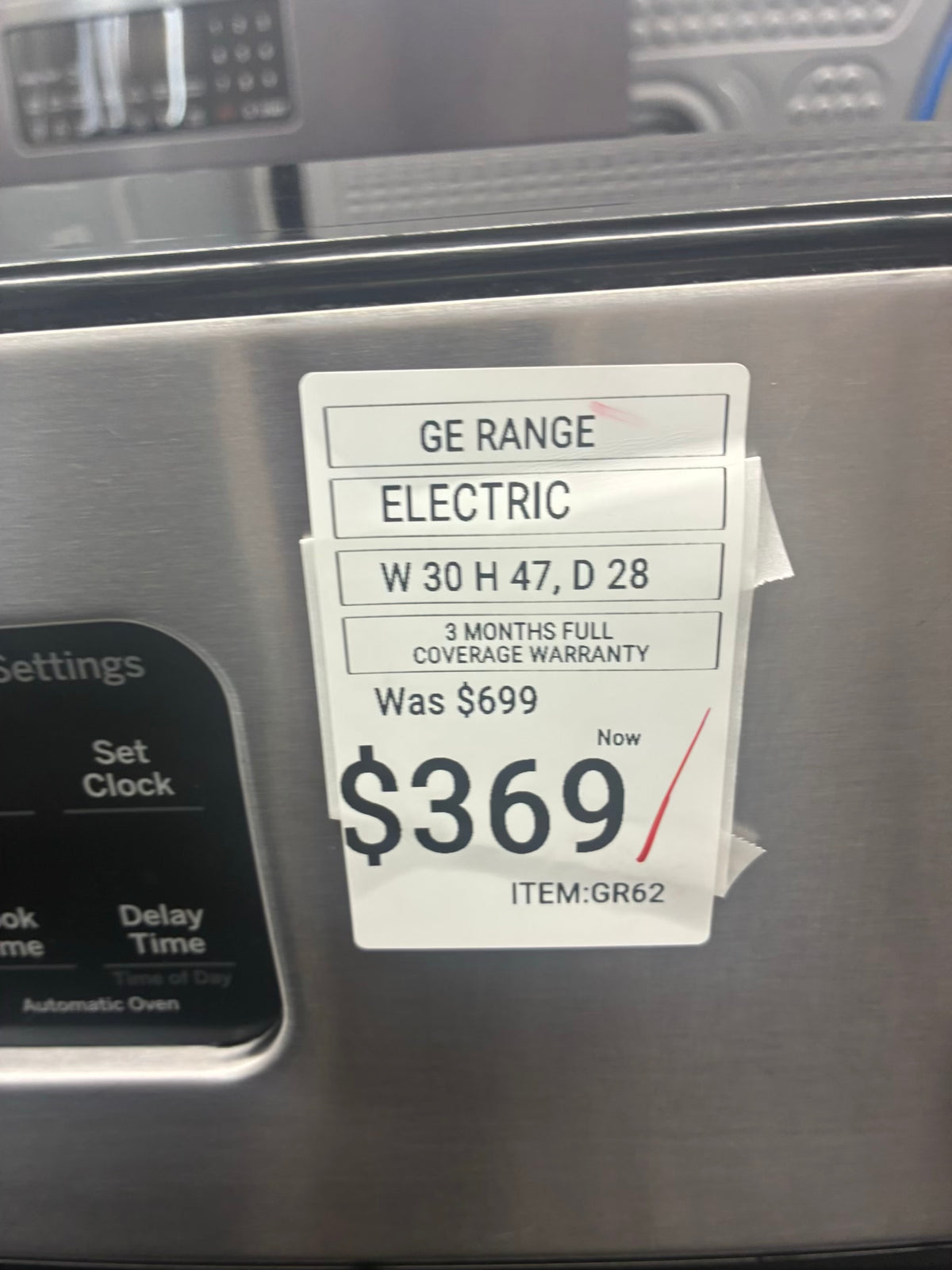 GE electric range stainless steel 30” 4 burners