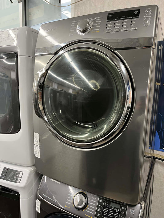 - ITEM #ED18Z  Samsung front load electric dryer 220v  stackable large capacity stainless steel drum 27 in D