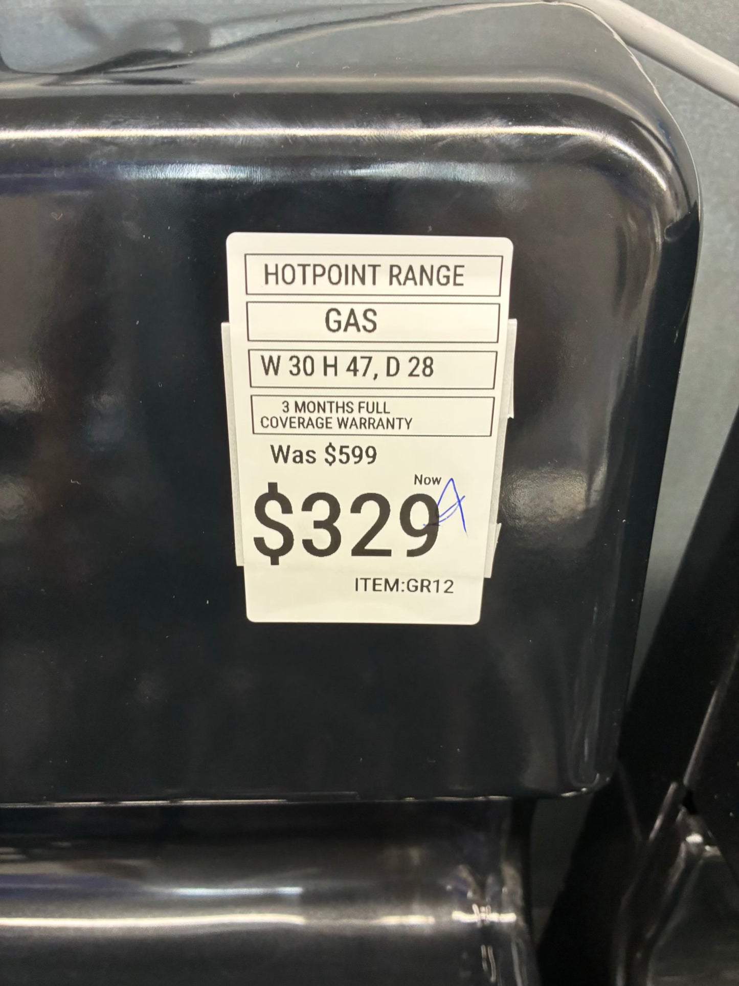 Hotpoint Gas Range black 4 Burners 30”