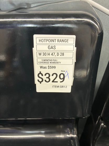 Hotpoint Gas Range black 4 Burners 30”