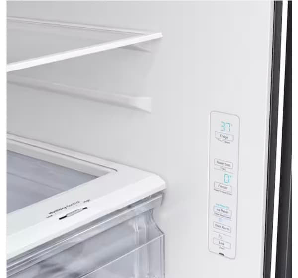 ★ Samsung Open Box 35.75 in. W 28.2 cu. ft. 3-Door French Door Refrigerator in Fingerprint Resistant Black Stainless Steel, Standard Depth RF288