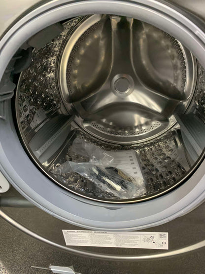 ★ Samsung Open Box 4.5 cu. ft. Smart High-Efficiency Front Load Washer with Super Speed  & 7.5 cu. ft. Smart Stackable Vented GAS Dryer with Steam Sanitize+ in champagne 27 in WD739