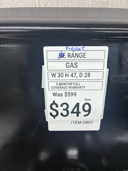 Frigidaire Gas Range black 4 Burners 30”