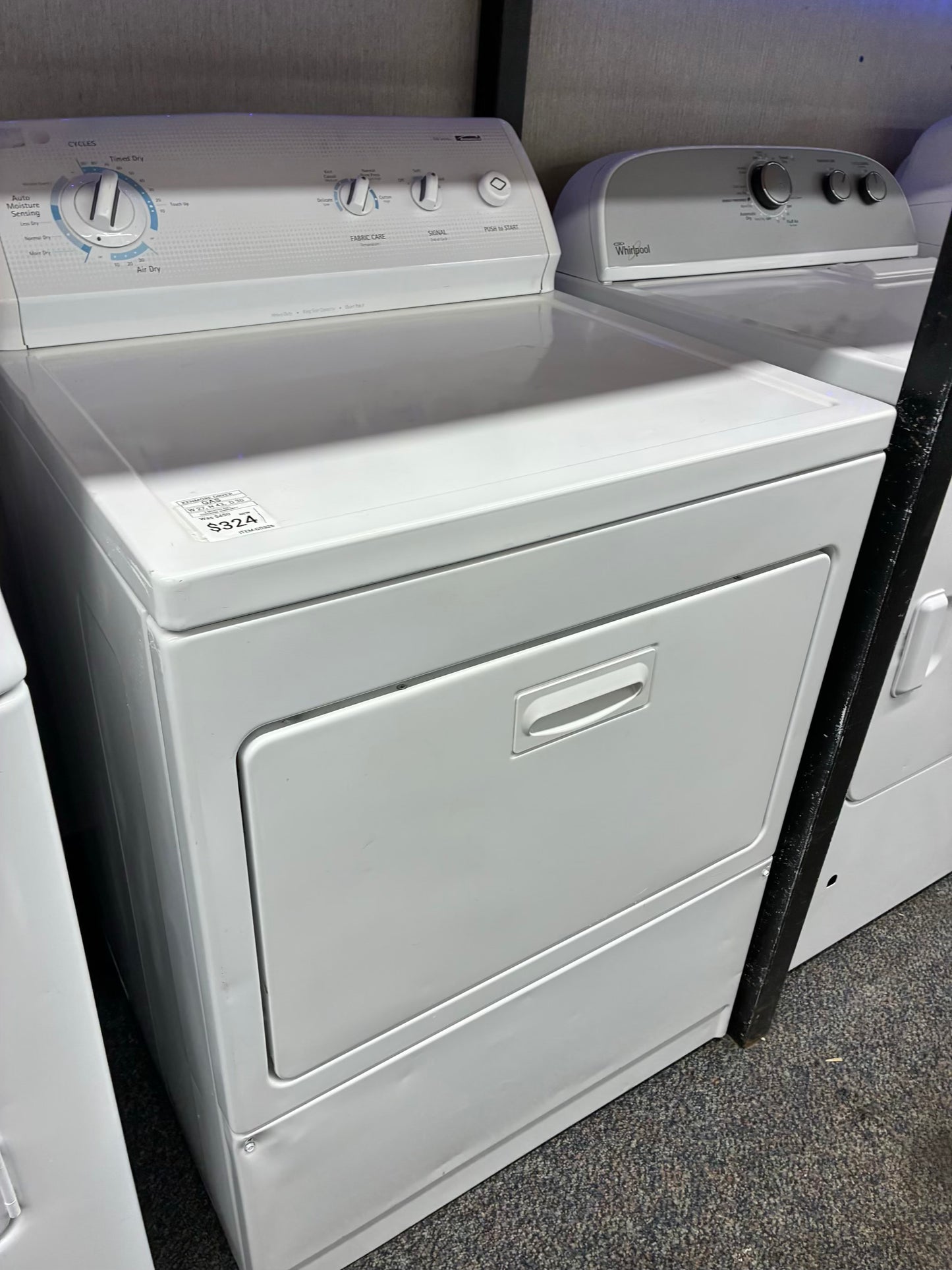 Kenmore gas dryer 27” large capacity white
