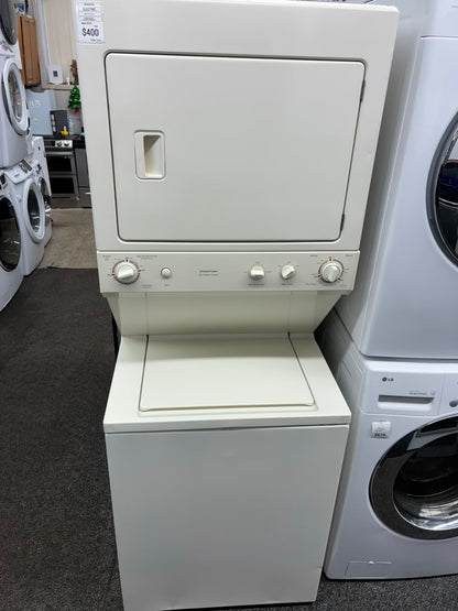 GE laundry center  washer and dryer set electric stackable 27”