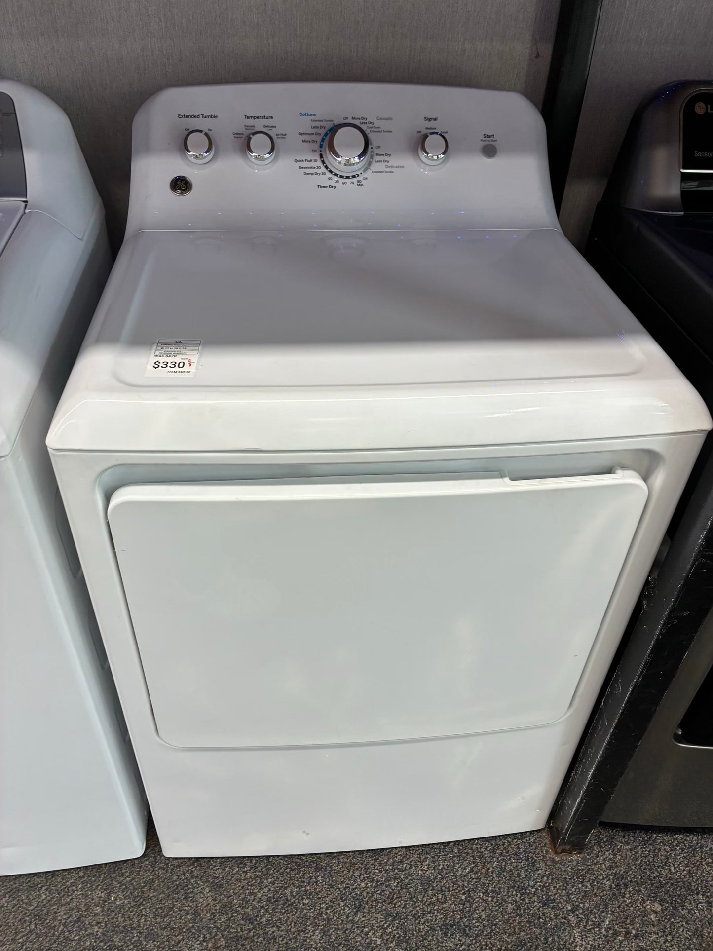 GE electric dryer 27” large capacity white
