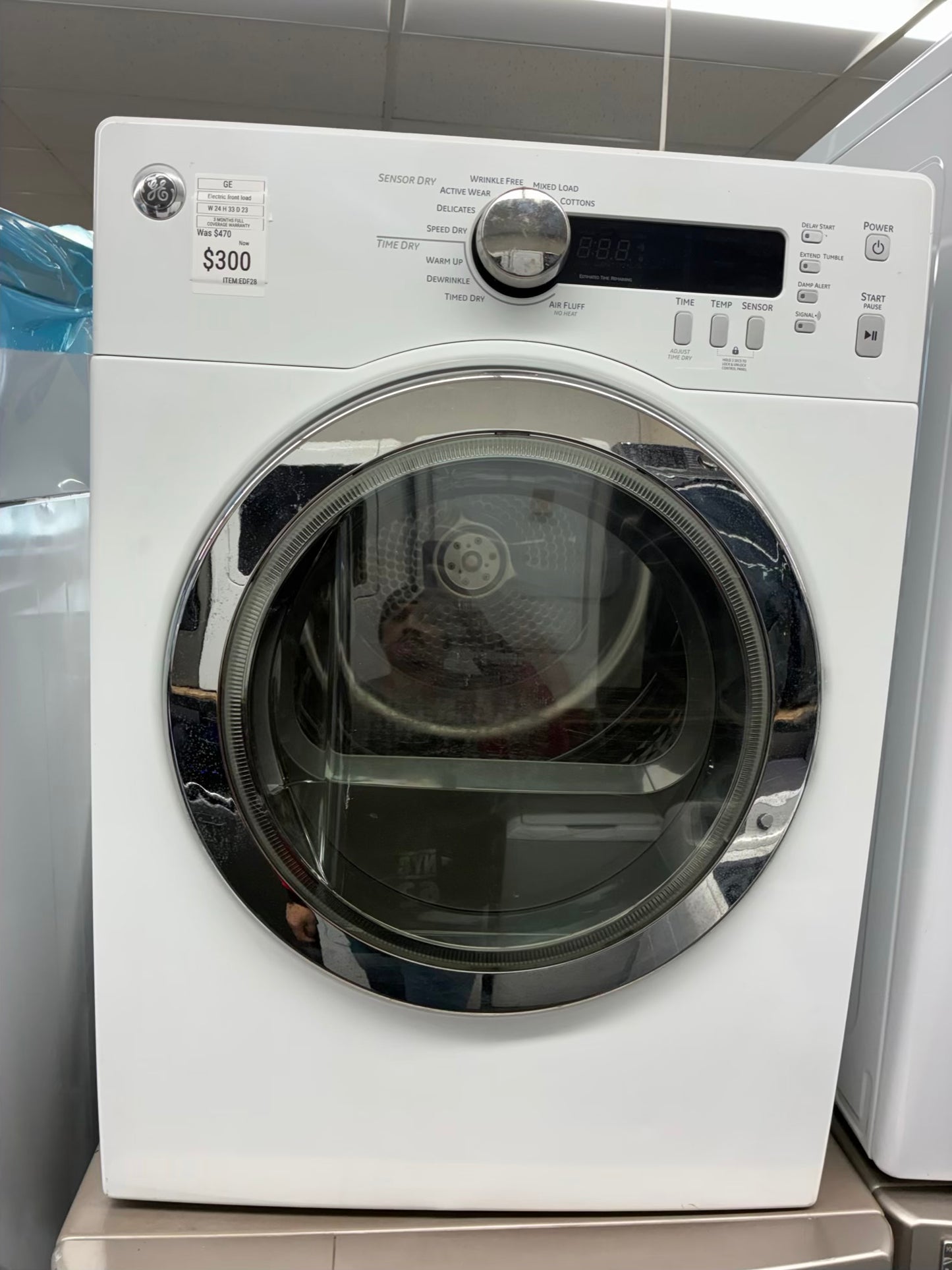 GE front load electric dryer 220v large capacity stackable 24”