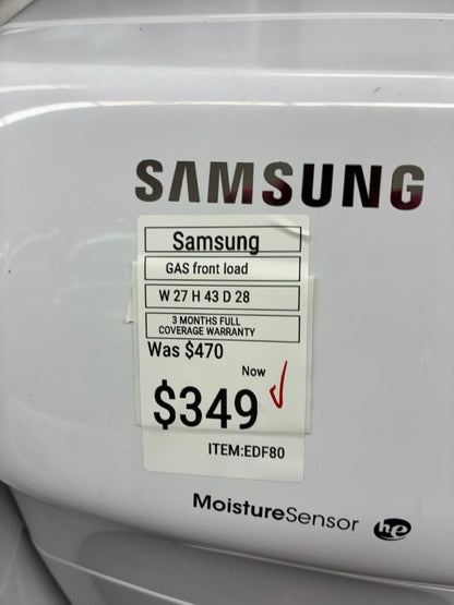 SAMSUMG gas dryer 27” large capacity white