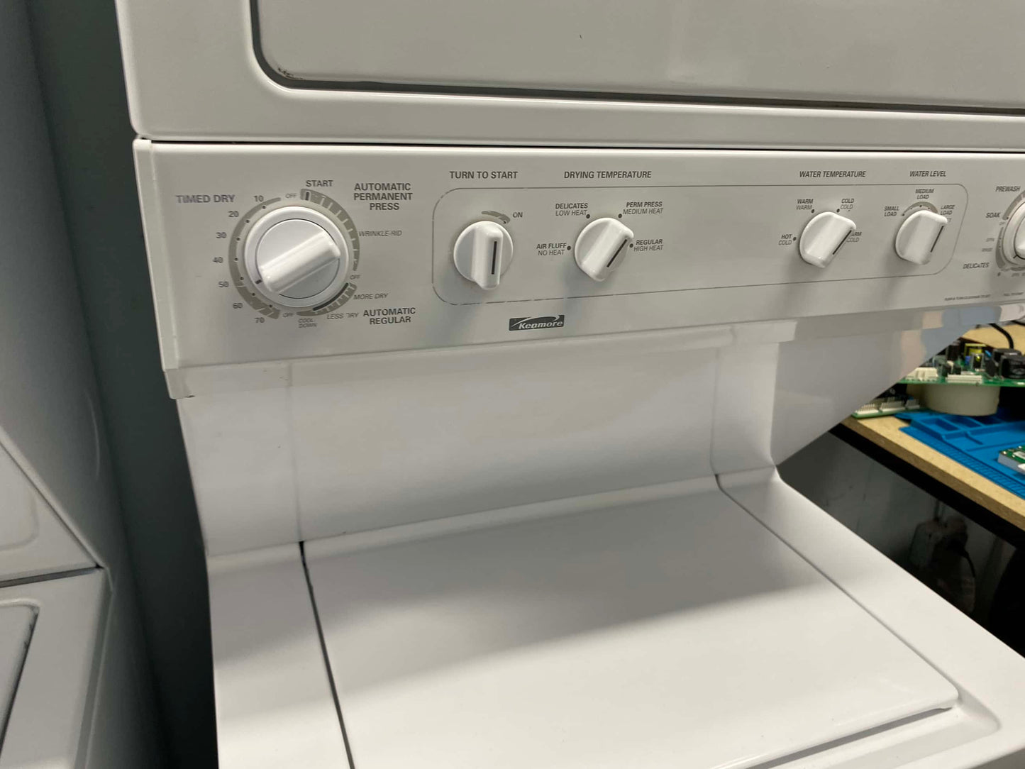 - Item: #LC74M kenmore laundry center  washer and dryer set electric 220v stackable 27”