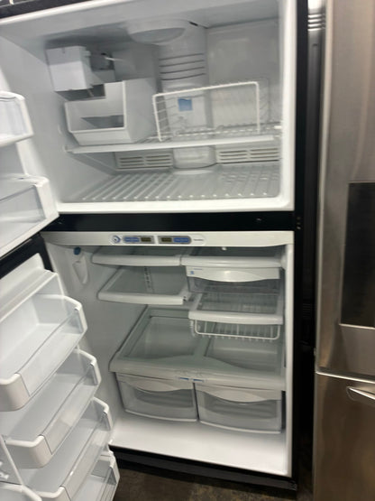 GE top freezer refrigerator stainless steel 33”