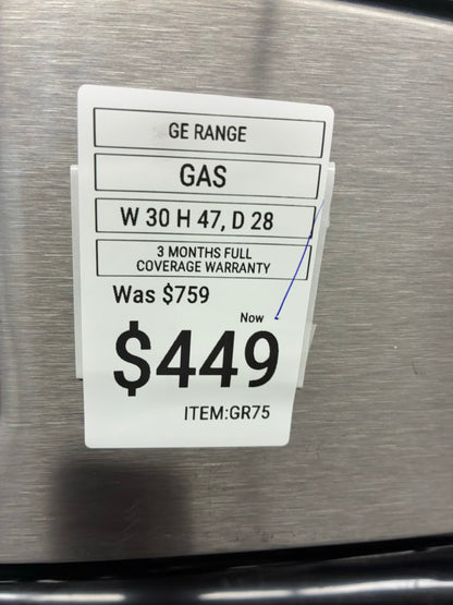 GE Gas Range stainless steel 4 Burners 30”