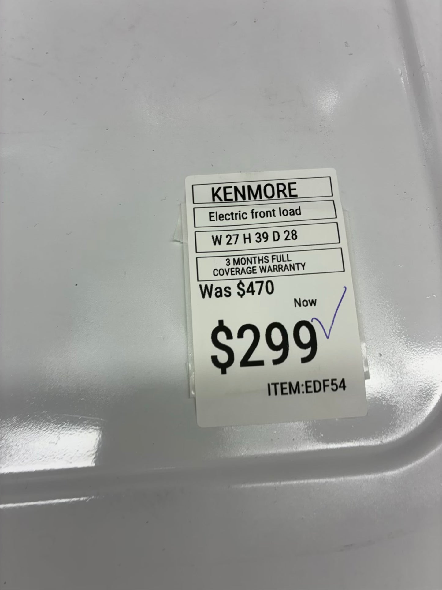 Kenmore electric dryer 29” large capacity white