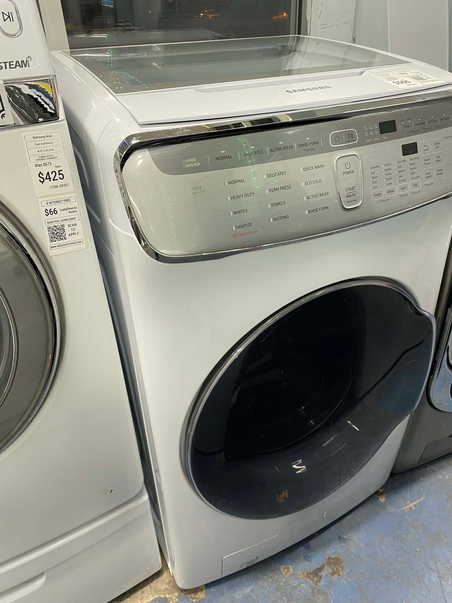 - ITEM:W73A Samsung  6 cu. ft. Smart High-Efficiency Front Load double Washer with Super Speed color white