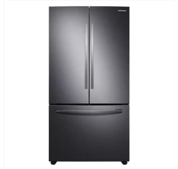 ★ Samsung Open Box 35.75 in. W 28.2 cu. ft. 3-Door French Door Refrigerator in Fingerprint Resistant Black Stainless Steel, Standard Depth RF288