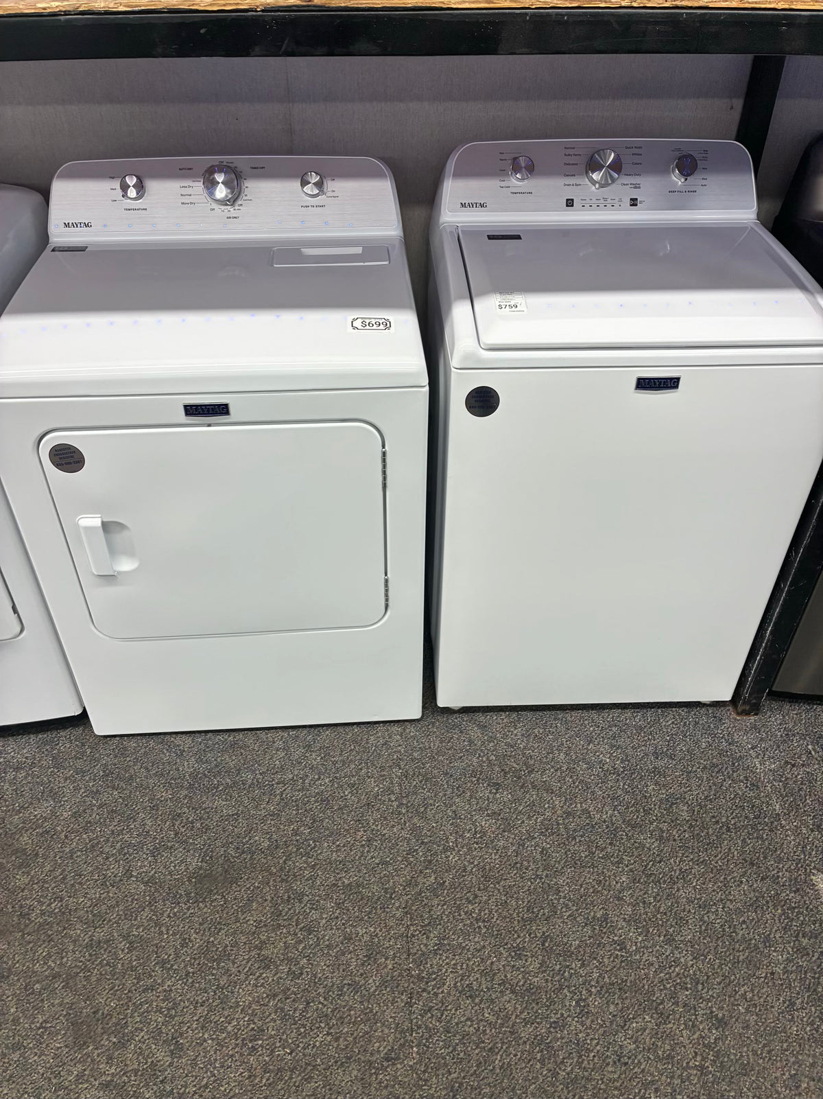 Maytag electric washer and dryer 27” top load