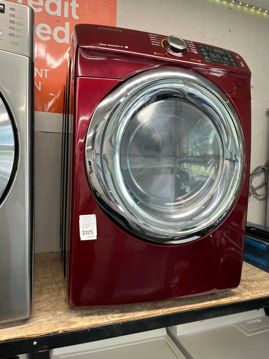 - ITEM #ED18C Samsung front load electric dryer 220v large capacity stackable 27” color burgundy