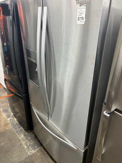 Whirlpool French door refrigerator stainless steel 36” ice maker water dispenser