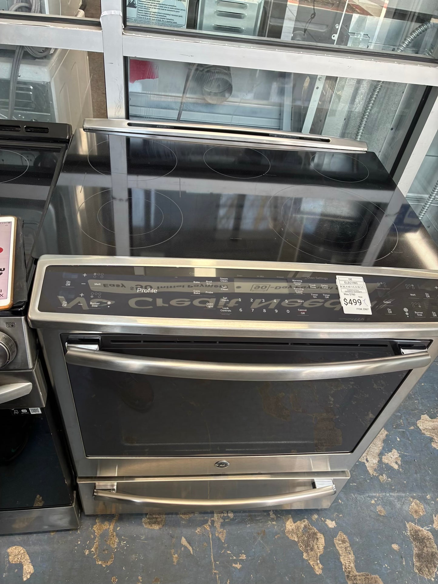 GE slide in stainless steel 30” electric range
