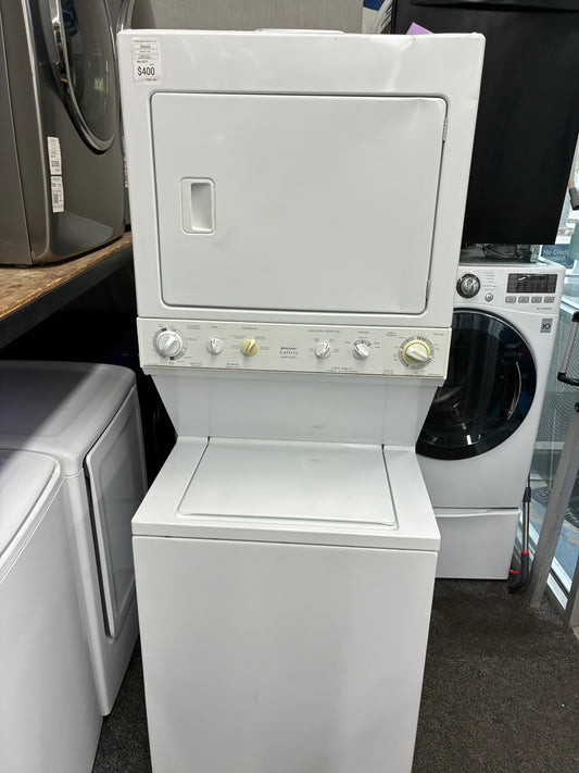 Frigidaire laundry center  washer and dryer set gas stackable 27”