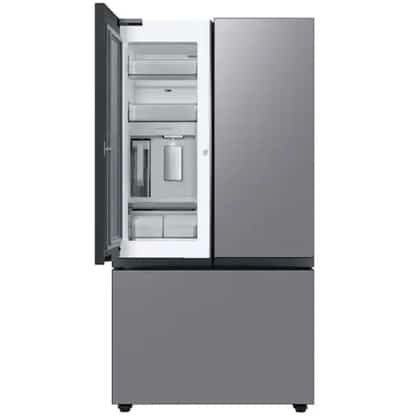 Item : #RF1076 Samsung Bespoke Open Box 30 cu. ft. 3-Door French Door Smart Refrigerator with Beverage Center in Stainless Steel, Standard 36” Depth RF789 - ST2