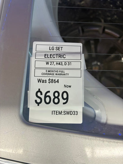 LG WASHER 27”  N DRYER 27” TOP LOAD ELECTRIC