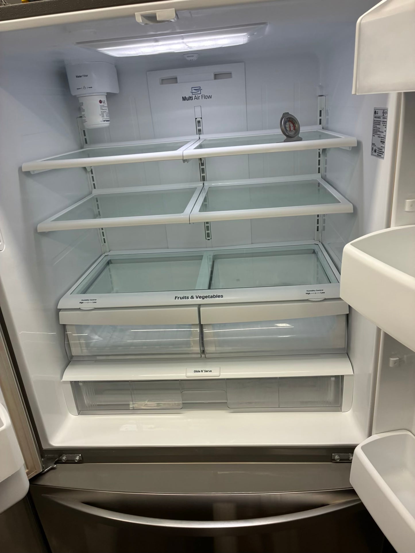 LG French door refrigerator stainless steel 36” ice maker water dispenser