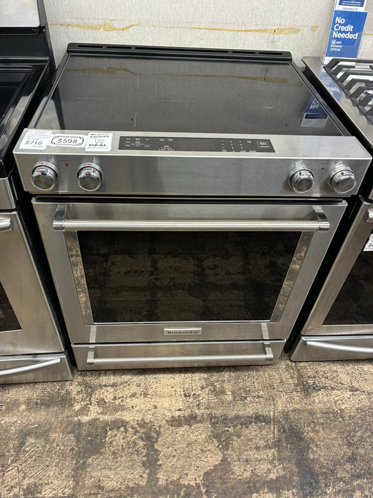 KITCHEN AID 7.1 cu. ft. 5 Burner Element Slide-In Electric Range with Self-Cleaning Convection Oven in Stainless Steel BLACK FRIDAY SPECIAL