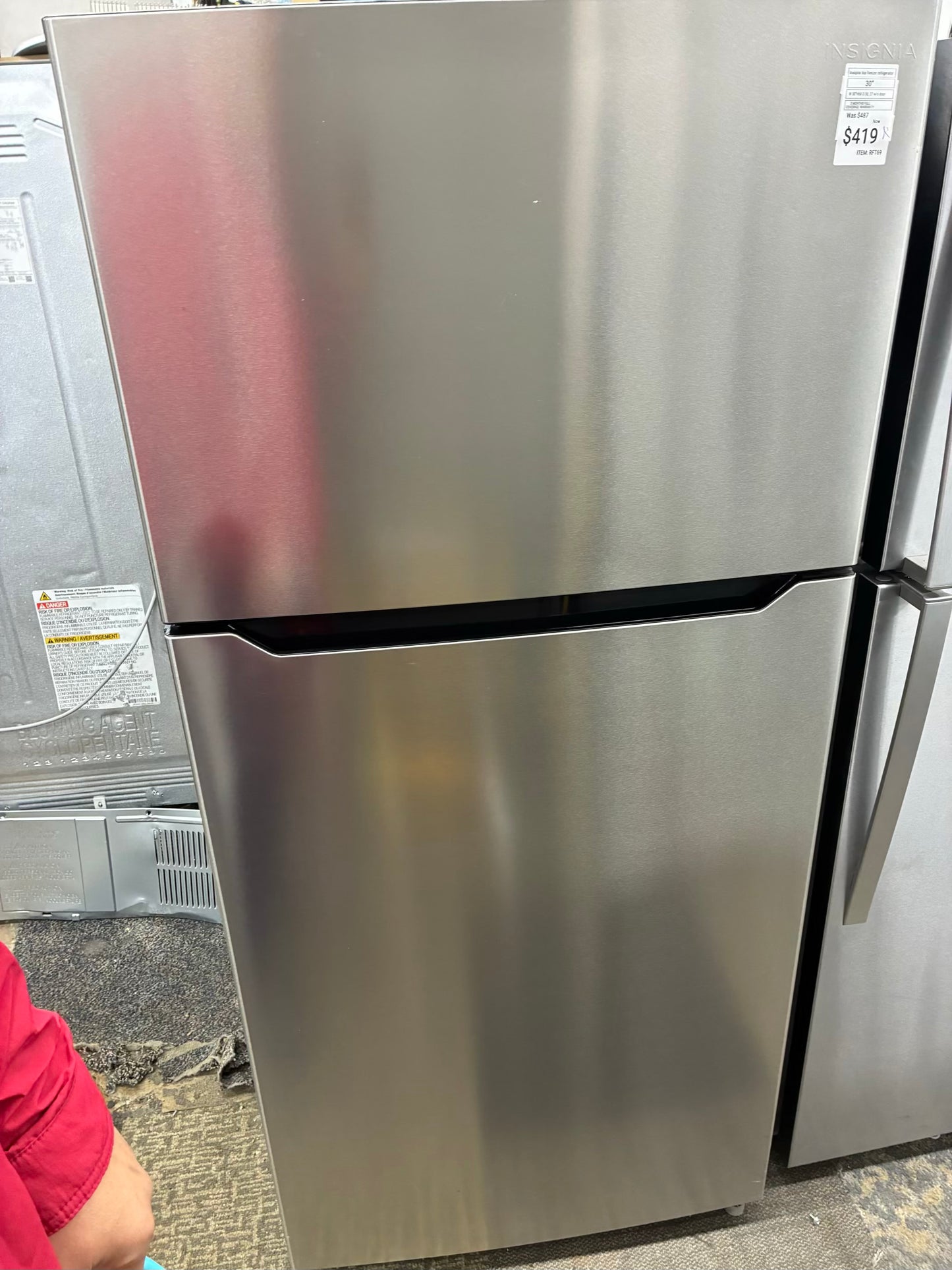 Insignia top freeze refrigerator 30” stainless steel