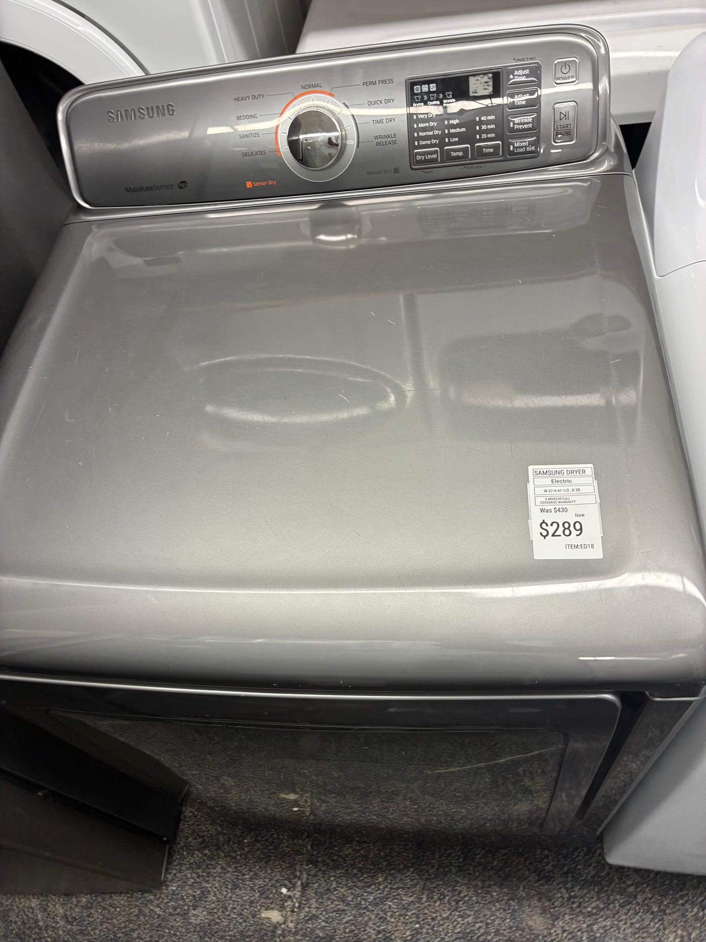 Samsung gas dryer 27” large capacity slate