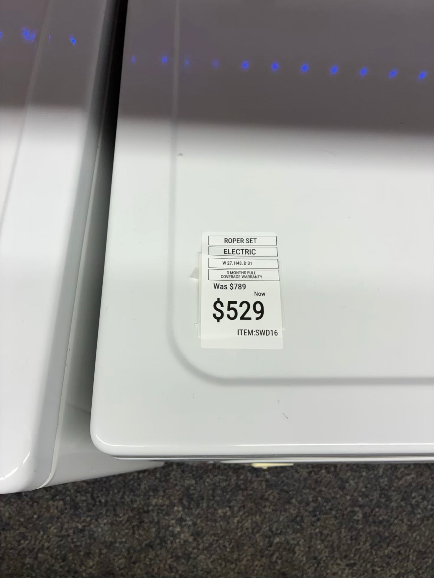 ROPER WASHER 27” N DRYER 29”TOP LOAD ELECTRIC WHITE