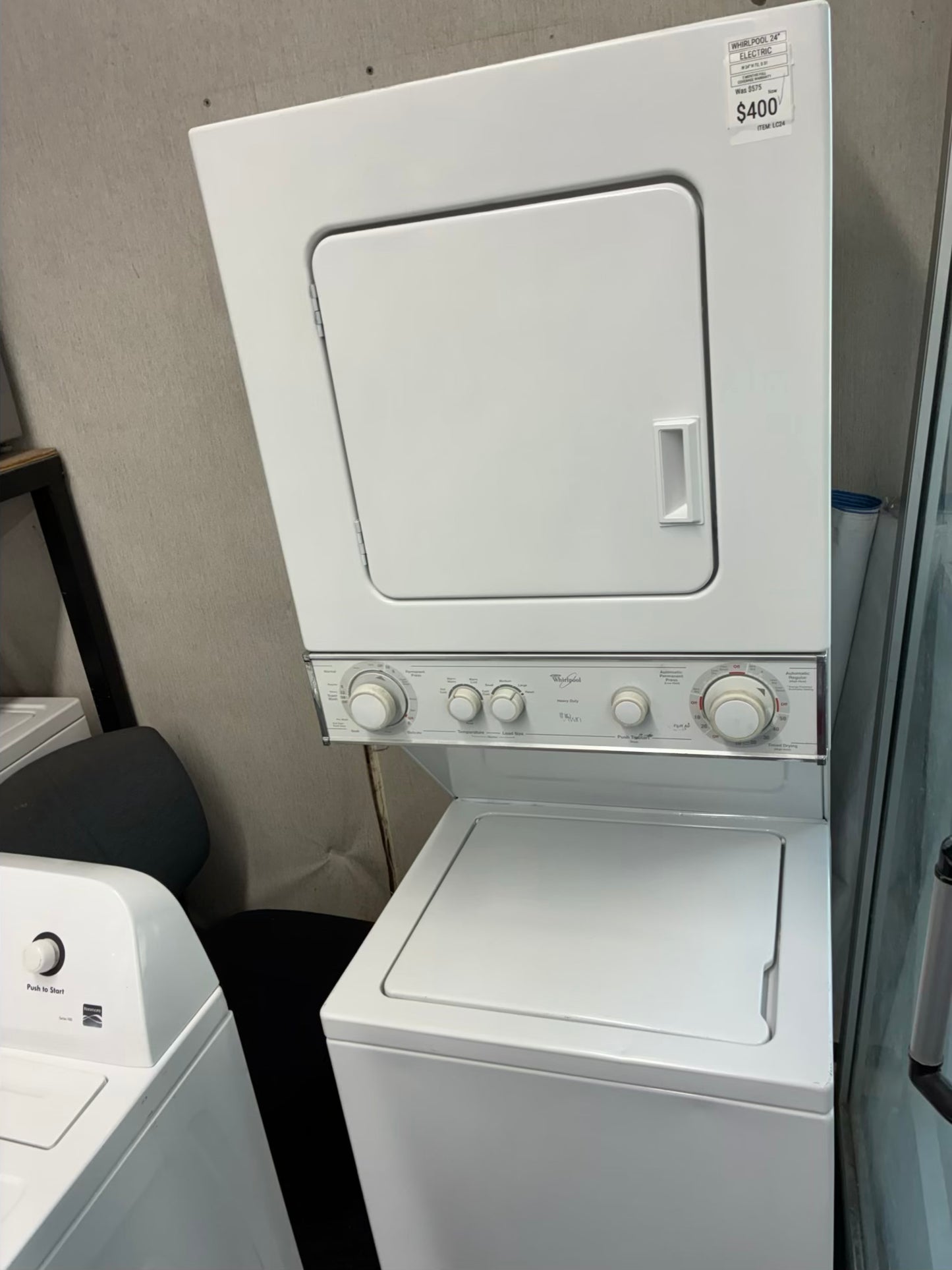 whirlpool laundry center  washer and dryer set electric stackable 24”