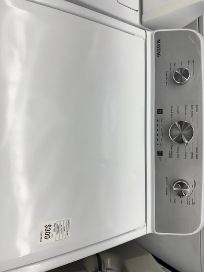 Maytag top load washer deep fill & rinse white 27” whit agitator stainless steel drum