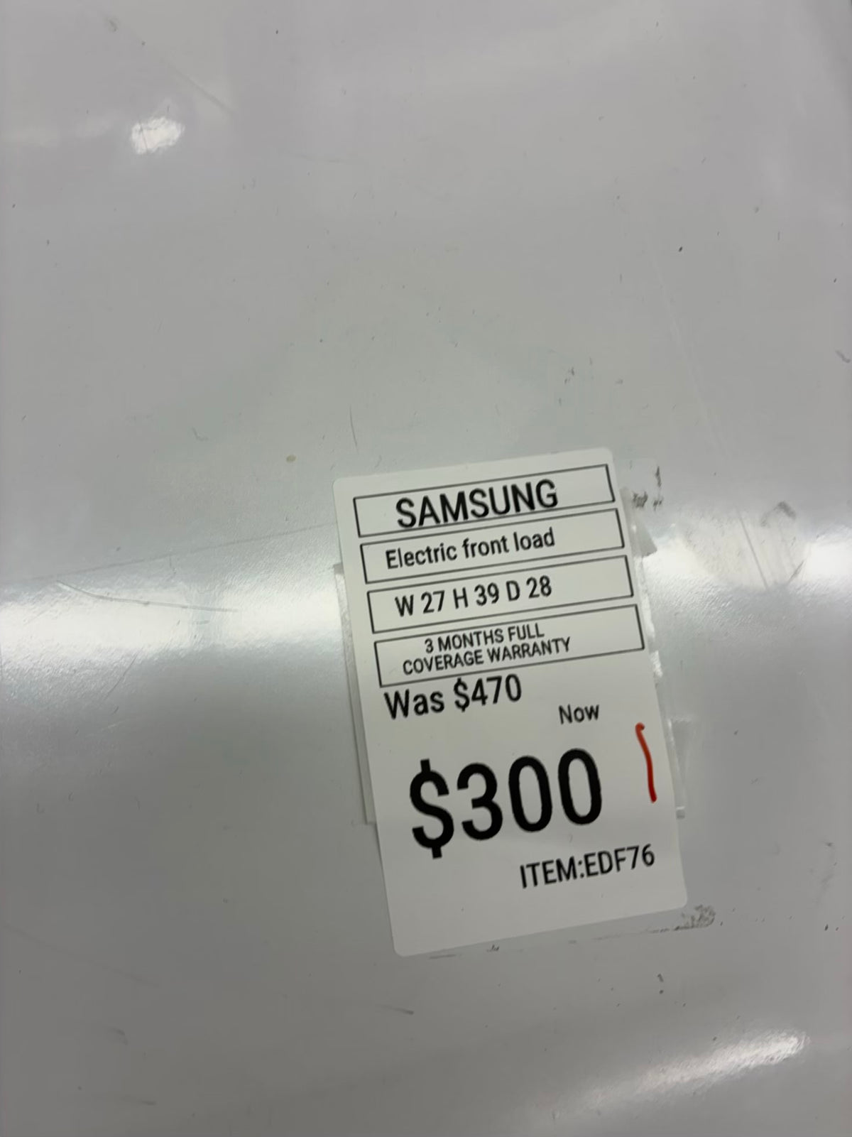 Samsung electric dryer 27” large capacity white