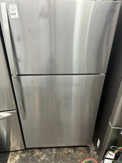 Whirlpool  top freezer refrigerator stainless steel 30”