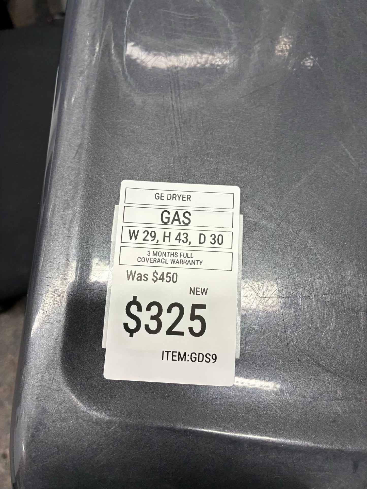 GE gas dryer 27” large capacity slate