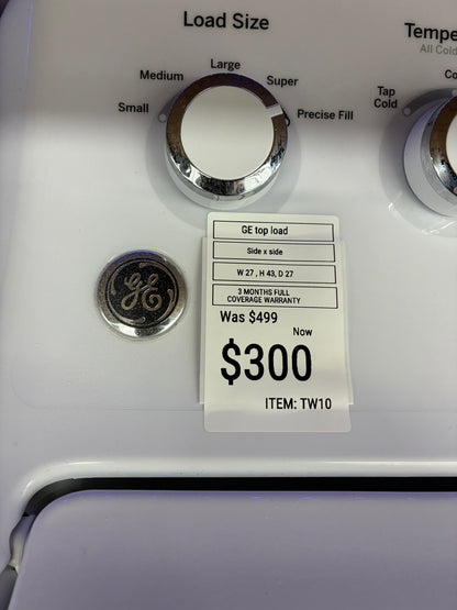 GE top load washer  large capacity side x side 27”