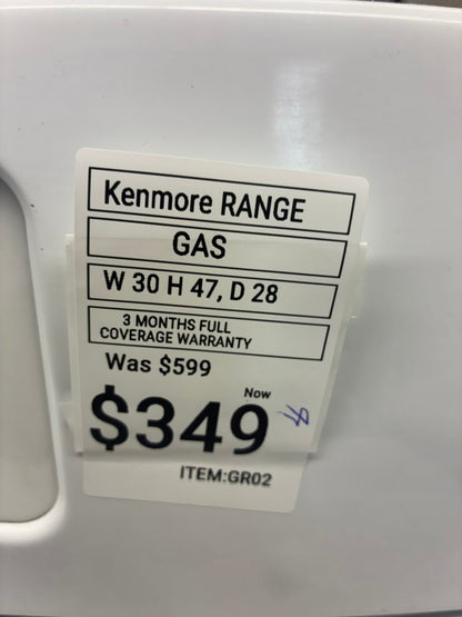 Kenmore Gas Range white 4 Burners 30”