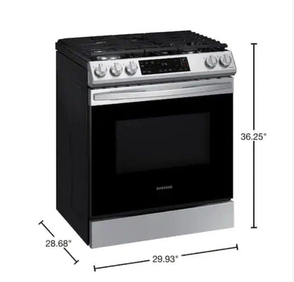 ★ Samsung Open Box 30 in. 6.0 cu. ft. Slide-In Gas Range with Self-Cleaning Oven in Stainless Steel GR916
