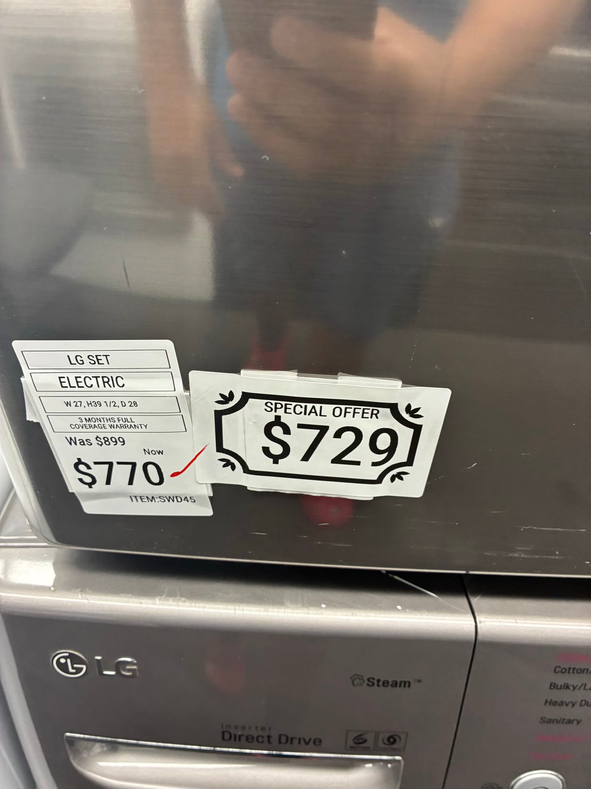 LG electric washer and dryer 27” front load