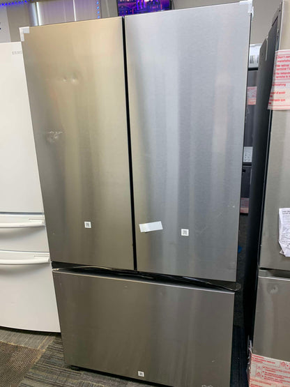 Item : #RF1076 Samsung Bespoke Open Box 30 cu. ft. 3-Door French Door Smart Refrigerator with Beverage Center in Stainless Steel, Standard 36” Depth RF789 - ST2