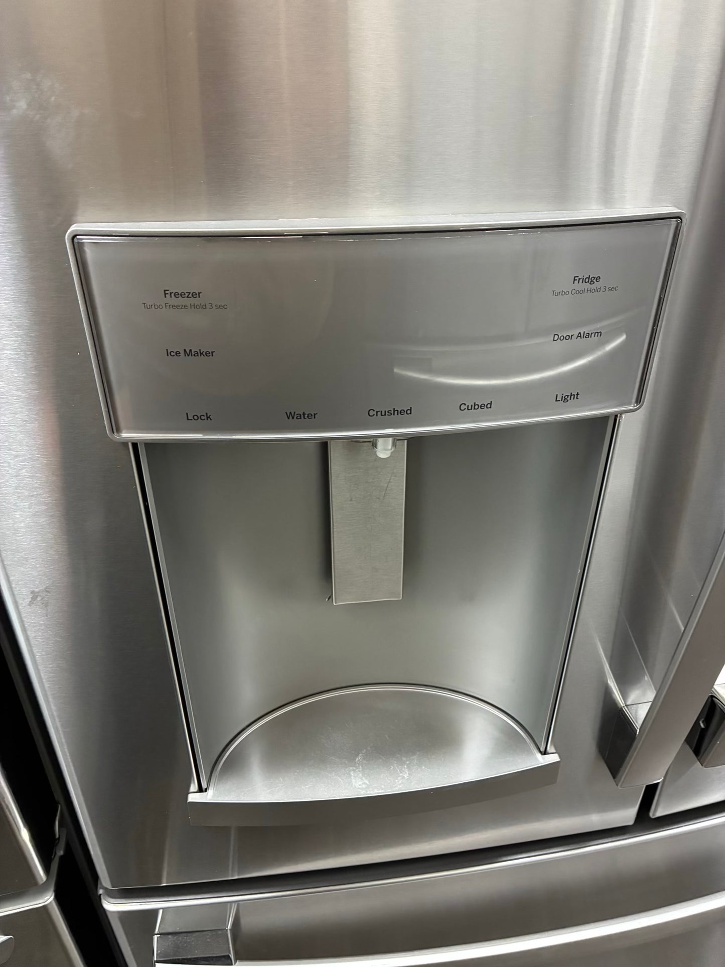 GE French door refrigerator stainless steel 36” ice maker water dispenser