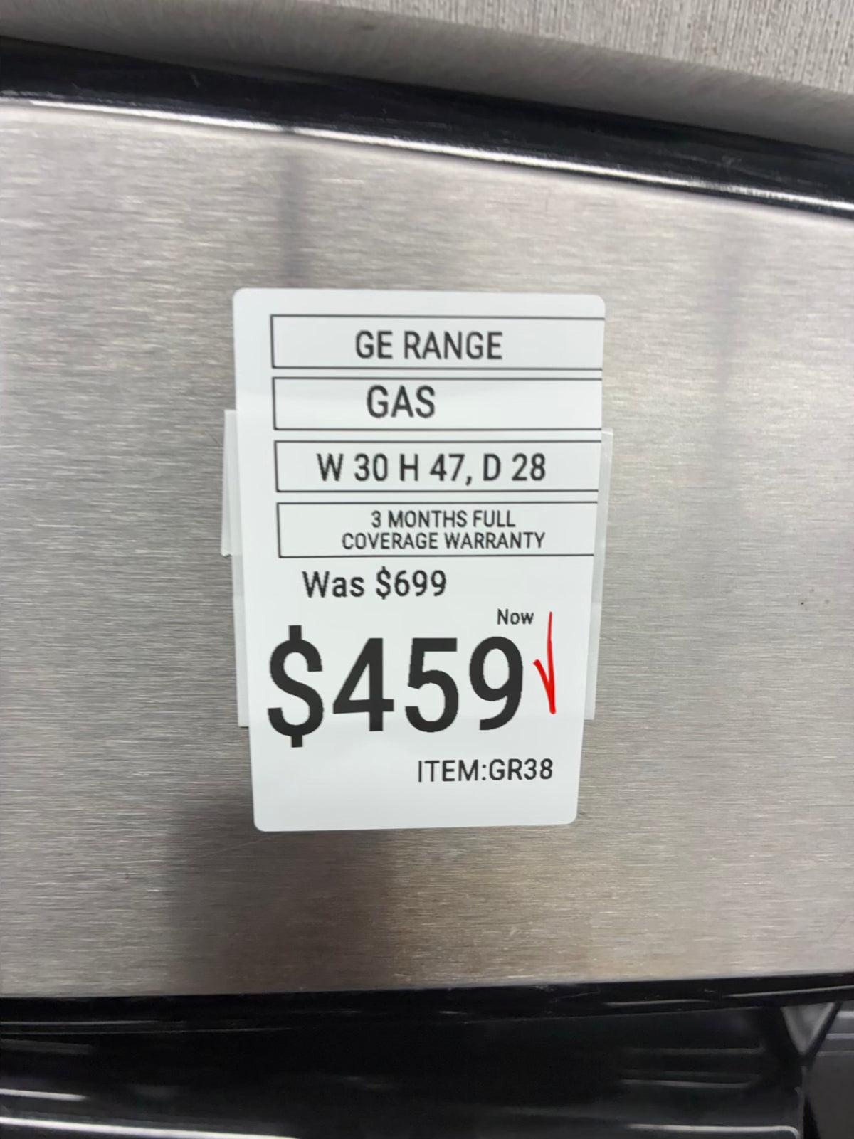 GE Gas Range Stainless Steel 4 Burners 30”