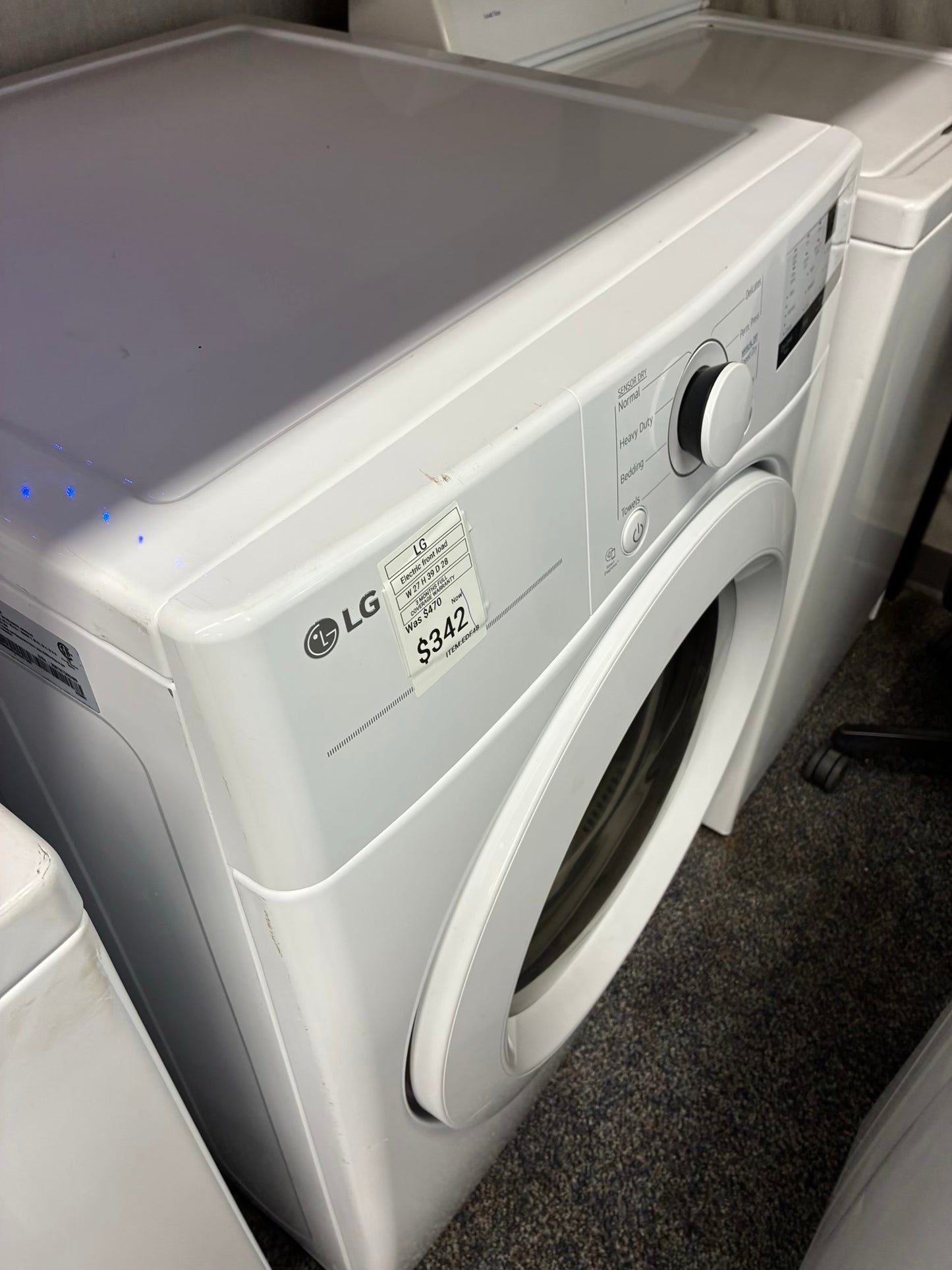 LG Electric Dryer 27”  white front load