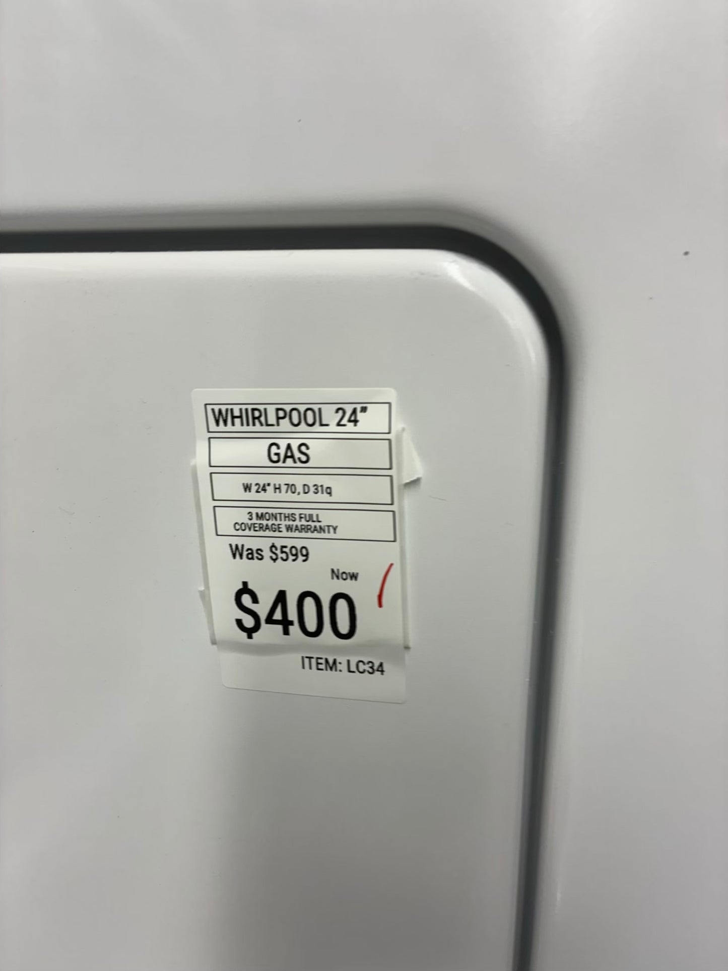 Whirlpool laundry center  washer and dryer set gas stackable 24”