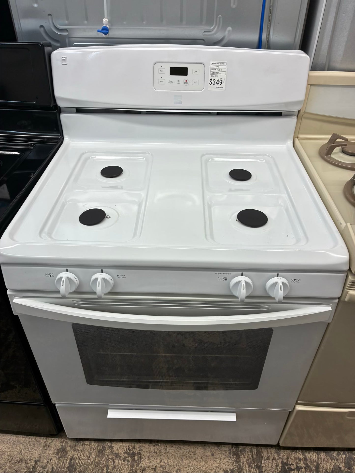 Kenmore Gas Range white 4 Burners 30”
