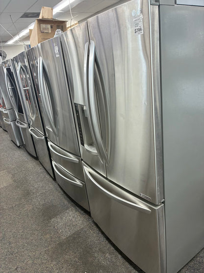 LG French door refrigerator stainless steel 36” ice maker water dispenser double ice maker