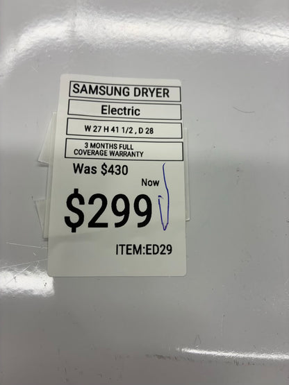 Samsung electric dryer 27” large capacity white