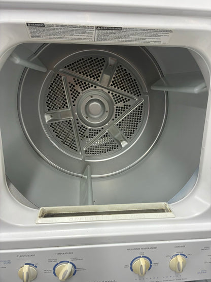 Frigidaire laundry center  washer and dryer set gas stackable 27”