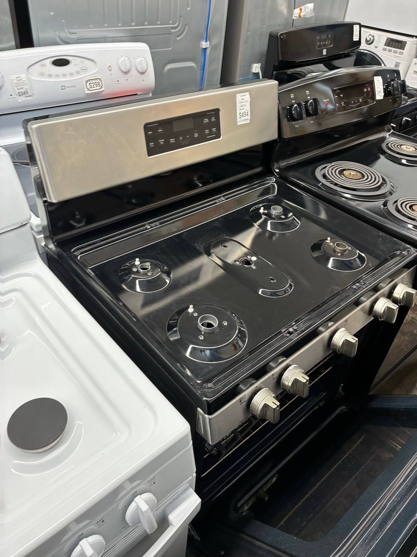 GE range 5 burner stainless steel 30”