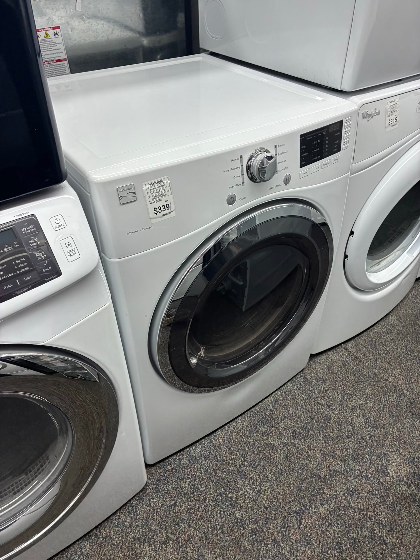 Kenmore Electric Dryer 27”white front load